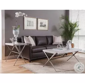 Signature Designs Veneered Onyx And Hand Forged Iron Greta Rectangular Cocktail Table