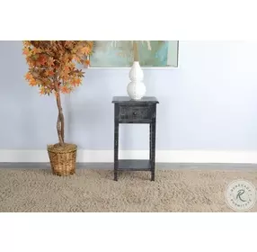 Seabright Black Sand Rectangular Side Table with Drawer