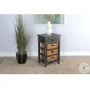 Rustic Refined Black Sand Rectangular Storage Table