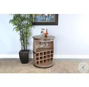 Sagewyn Natural Half Barrel Wine Bar with Metal Accents