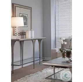 Signature Designs White Onyx And Silver Iron Zephyr Console Table