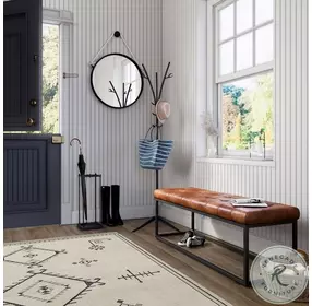 Global Archive Saddle Brown Leather Hogan Bench