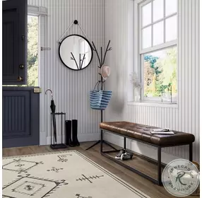 Global Archive Dark Sienna Leather Hogan Bench