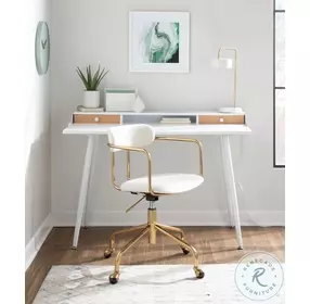 Harvey White And Natural Wood Desk