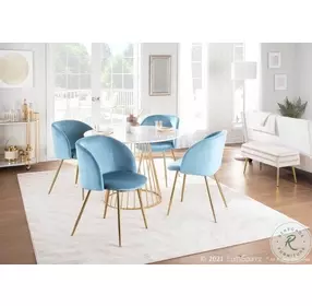Fran Light Blue Velvet Luna Chair Set of 2