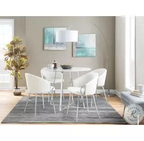 Claire White PU And Silver Metal Chair