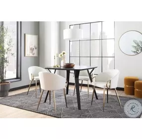 Claire White PU And Gold Metal Chair