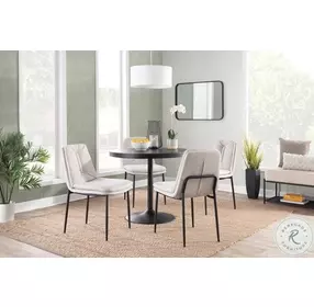 Smith Cream Fabric And Black Steel Dining Chair Set of 2