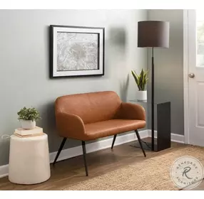 Daniella Camel Pu And Black Steel High Back Bench