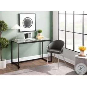 Masters Black Steel And Clear Glass Office Desk