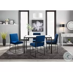 Fuji Blue Velvet And Black Steel High Back Dining Chair Set of 2