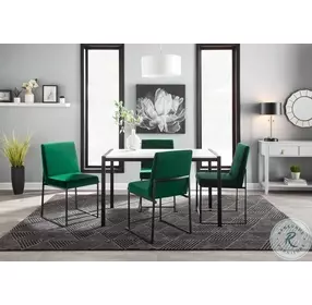 Fuji Green Velvet And Black Steel High Back Dining Chair Set of 2