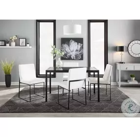 Fuji White PU And Black Steel High Back Dining Chair Set of 2