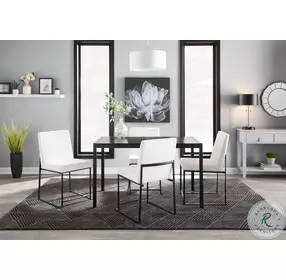 Fuji White Velvet And Black Steel High Back Dining Chair Set of 2