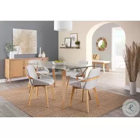 Cosmo Light Grey Noise Fabric And Natural Bamboo Chair