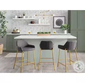 Daniella Charcoal Fabric And Gold Metal Counter Height Stool Set of 2