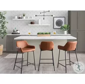 Daniella Camel PU And Black Metal Counter Height Stool Set of 2
