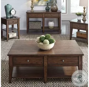 Lake House Rustic Brown Oak Cocktail Table