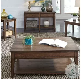 Lake House Rustic Brown Oak Square Lamp Table