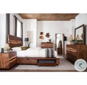 Winslow Smoky Walnut And Coffee Bean King Storage Platform Bed