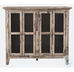 Rustic Shores Grey Wash 4 Door Accent Cabinet