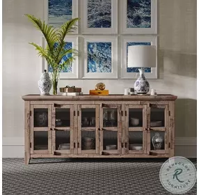 Rustic Shores Grey Wash 6 Door Low Accent Cabinet