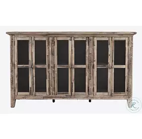 Rustic Shores Grey Wash 6 Door Accent Cabinet