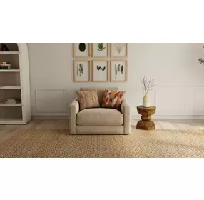 Avondale Burlap Upholstered Chair and A Half with Pillows