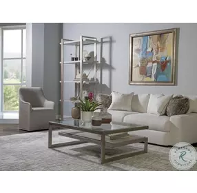 Signature Designs Wire Brushed Light Gray And Antiqued Silver Leaf Soiree Rectangular Cocktail Table