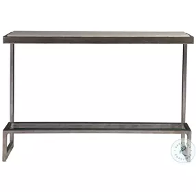 Signature Designs Wire Brushed Light Gray And Antiqued Silver Leaf Soiree Console Table