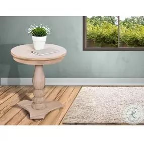 Pedestal Grace Natural Round Accent Table