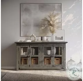 Rustic Shores Stone 4 Door Low Accent Cabinet