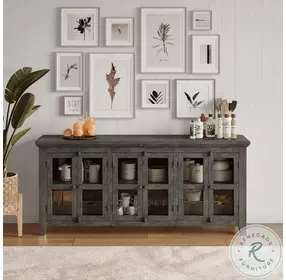 Rustic Shores Stone 6 Door Low Accent Cabinet