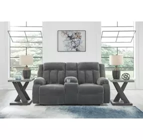 Greely Bend Steel Leather 75" Power Reclining Loveseat with USB Charging