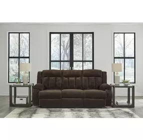 Greely Bend Chocolate 85" Power Reclining Sofa with Drop Down Table and USB Charging