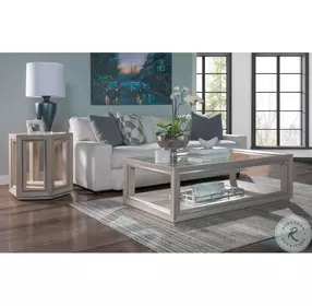 Signature Designs Gray Lacquered Linen Zeitgeist Hexagonal End Table