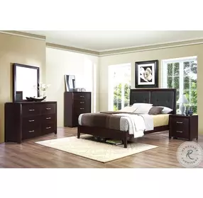 Edina Espresso California King Upholstered Panel Bed