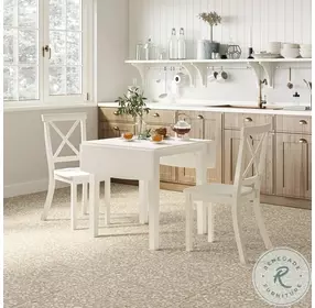 Eastern Tides Brushed White Drop Leaf Dining Table