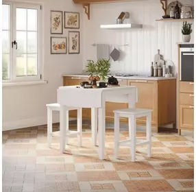 Eastern Tides Brushed White 3 Piece Counter Height Dining Set