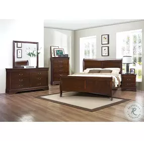 Mayville Brown Cherry King Sleigh Bed