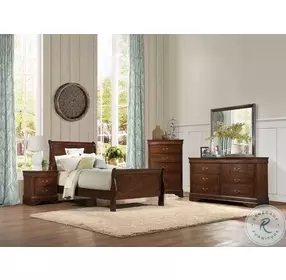 Mayville Brown Cherry Twin Sleigh Bed