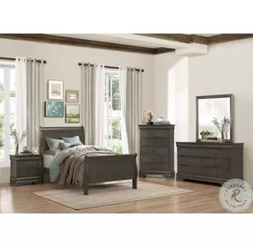 Mayville Stained Grey Twin Sleigh Bed
