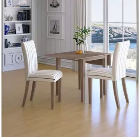 Eastern Tides Brown and Blue Stripe Upholstered 3 Piece Dining Set