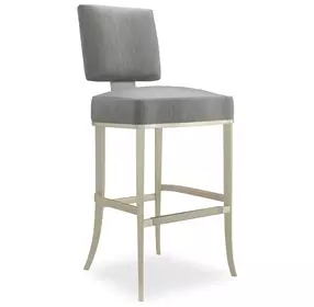 Reserved Seating Pewter Upholstered Bar Stool