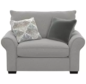Alden Stone Upholstered Chair and A Half with Pillows
