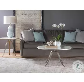 Signature Designs Champagne Silver Foil Capiz Round End Table