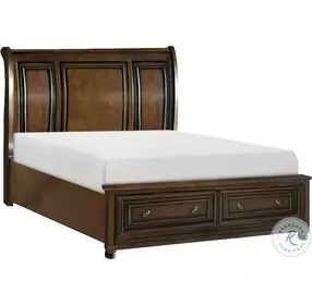 Cumberland Brown Cherry Storage Sleigh Bedroom Set