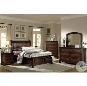 Cumberland Brown Cherry Queen Storage Sleigh Bed