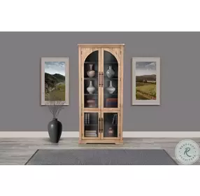 Wrenvale Natural Arched 78" Glass Door Accent Cabinet