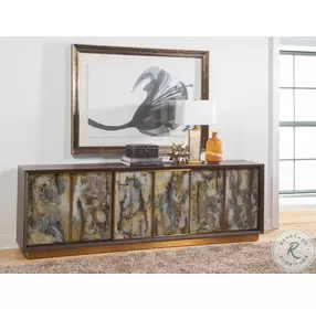 Verbatim Rich Brown Wire Brushed And Antique Brass Long TV Stand